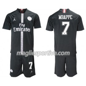 Completo Calcio Paris Saint Germain Mbappe 7 Jordan Giallo Bambino Divisa Terza 2018/2019